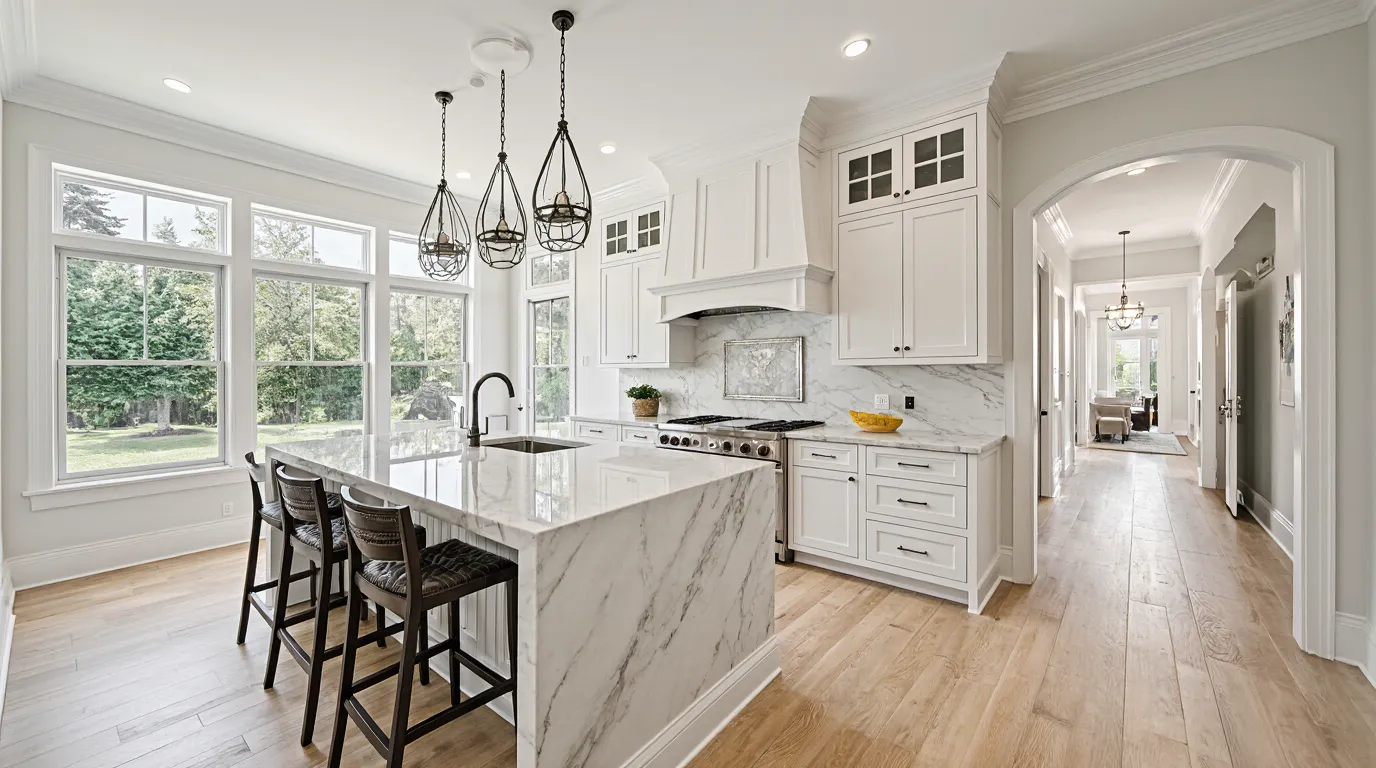 Luxury open-concept kitchen remodel by EBM Construction Corp in Massachusetts